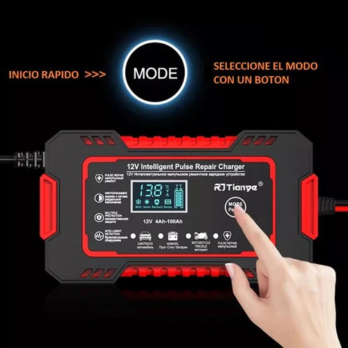 Cargador de Batería Portátil con Pantalla LCD – Arrancador de Emergencia para Carro y Moto